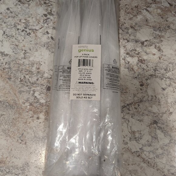Simply Genius 6 Pack Pop-Up Mesh Food Covers - 17"x17" - White - NEW - Picture 4 of 4